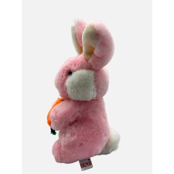 Gund Pink 9" Rabbit Easter Bunny Holding Carrot 1983 Vtg Plush Stuffed Animal - Picture 7 of 11